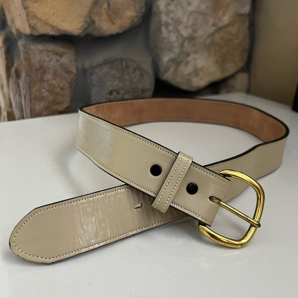 Justin Top Grain Cowhide Leather Ivory and Gold Belt Size 32